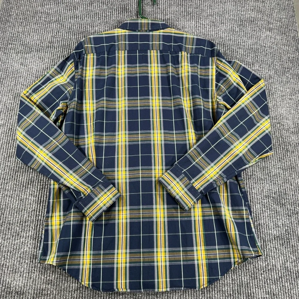 Banana Republic Shirt Mens‎ XL Extra Large Blue Yellow Plaid Long Sleeve Button